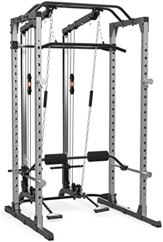 Fitness Reality Squat Rack Combo with Lat Pull-Down and Cable Cross Over Attachment
