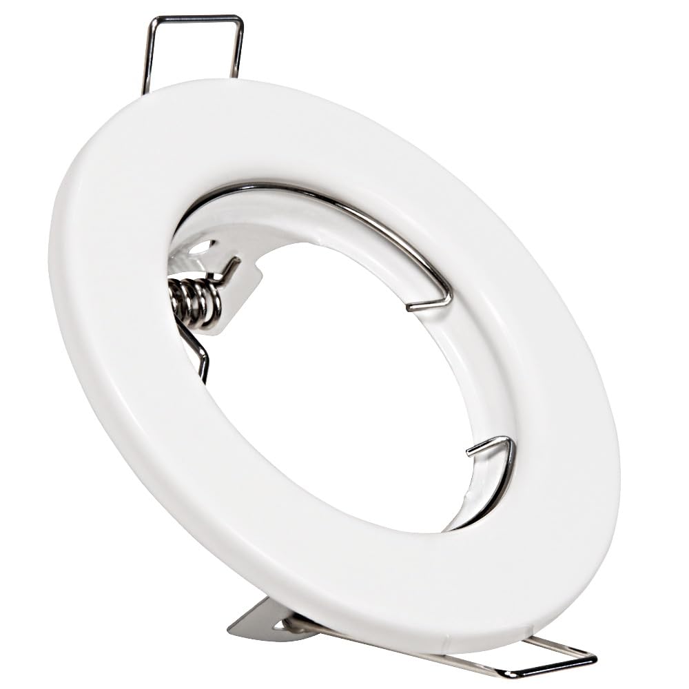 5er Set flacher MCOB LED Modul Einbauleuchte in Weiß. Warmweiß (3000K), 5W, 230V. Starr, Klemmring. Ideal fürs Wohnzimmer, Küche, Flur und Schlafzimmer. Dank wenig Einbautiefe vielseitig einsetzbar.