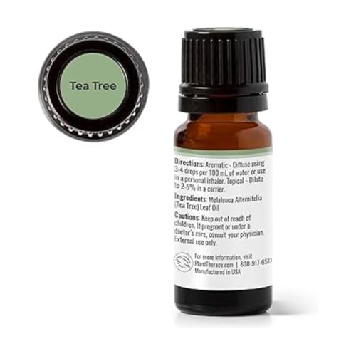 Plant Therapy Tea Tree Essential Oil Roll-On, 10 mL (1/3 oz), Pre-Diluted for Ready-to-Use Convenience, Naturally Soothes Skin Blemishes