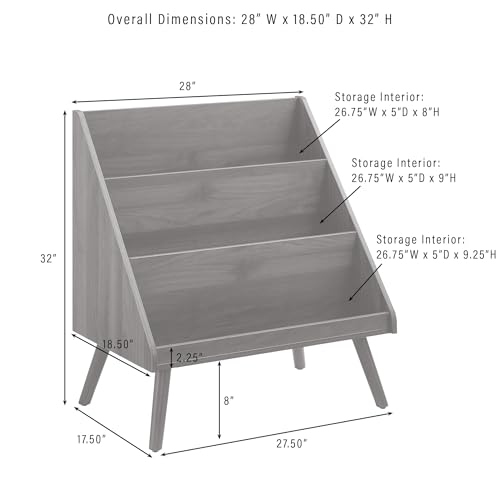 Image of Crosley Furniture Liam Medium Mid-Century Modern Vinyl Record Storage Stand, Media Console for Records, Walnut