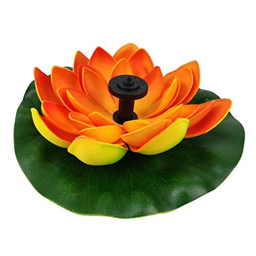WXQHYD Orange Solar Lotus Fountain Lotus Flower Fountain Fountain Water Pump Courtyard Landscape Colors Garden Fountain Pond Solar solar fountain (Color : Orange)