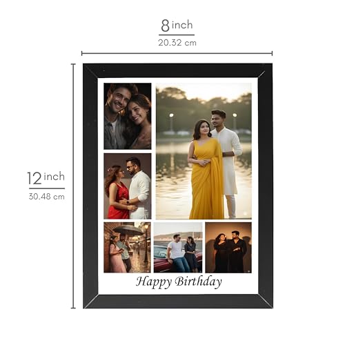 Image of Personalized Photo Frame 8x12 Inch | Custom Collage Photo Frame Gift for Birthday, Anniversary, Couple, Friends | Acrylic Sheet with MDF Back | Wall Decor Memory Frame (D-2)