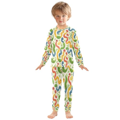 Pajama Sets Long Sleeve Cartoon Colorful Snake Pattern Soft Comfy Sleepwear 2 Piece PJS 3-8T2
