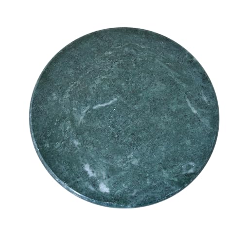 Image of VISMAY'S 10 Inch Green Marble Chakla with 12 Inch Wooden Rolling Pin for Roti Paratha Chapati Rolling Board Set for Kitchen