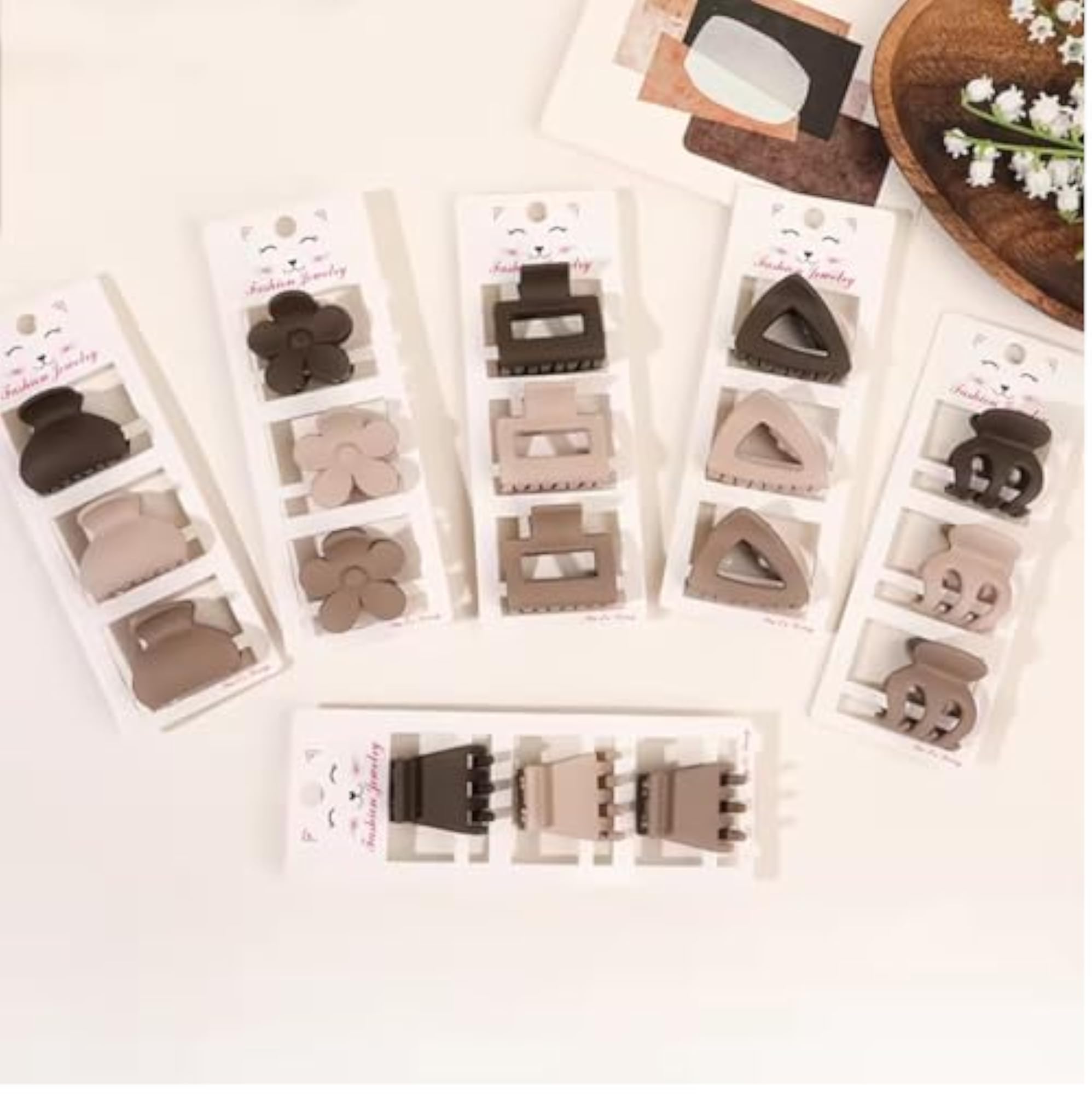 Mini Hair Clips Set, 3 Pieces in Multi Colors and Styles
