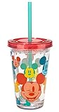 Mickey Mouse Tumbler with Straw- Double Wall w/ Confetti and Glitter. 8 Oz.