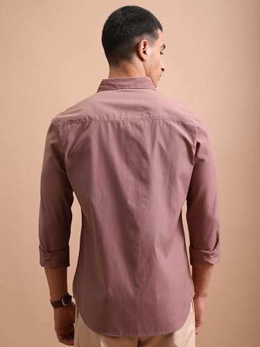 Image of Highlander Men's Slim Fit Shirts | Solid | Long Sleeves | Spread Collar | Casual Shirts | Men Shirts Dusty Rose