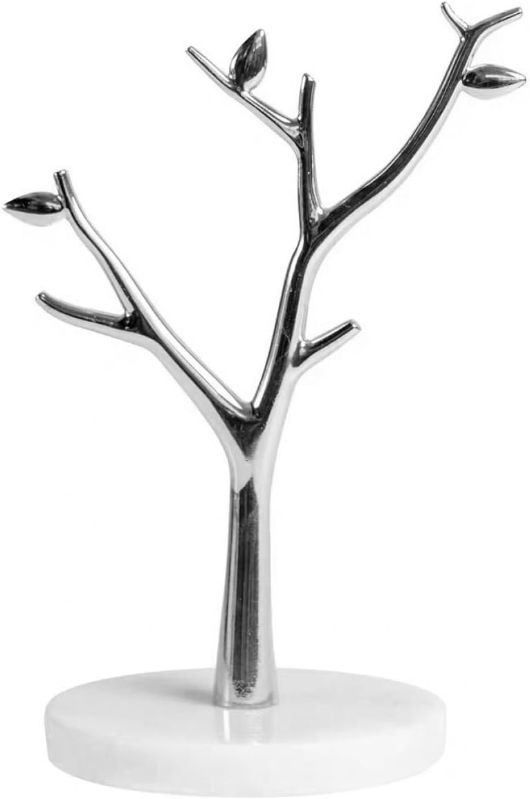1pc Tree Jewelry Display Stand Marble Base Stylish Organizer for Earrings Necklaces and Unique Branch Design for Home and Commercial Use and White Marble