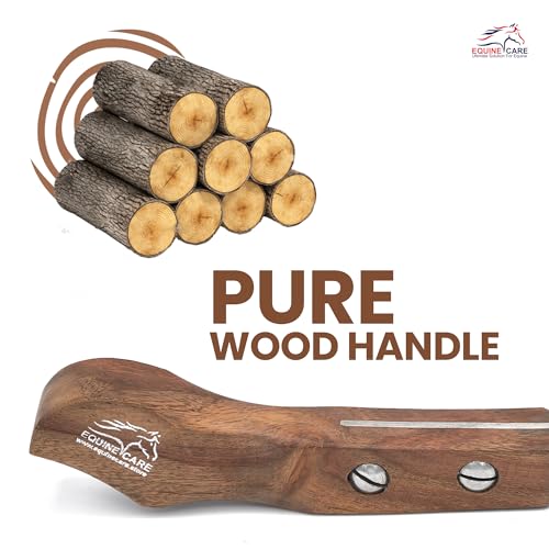 Image of Equine Care Left-Handed Farrier Hoof Knife, Sheesham Wood Handle | Left-handed farrier hoof knife with genuine Sheesham wood handle; curved J2 stainless steel blade