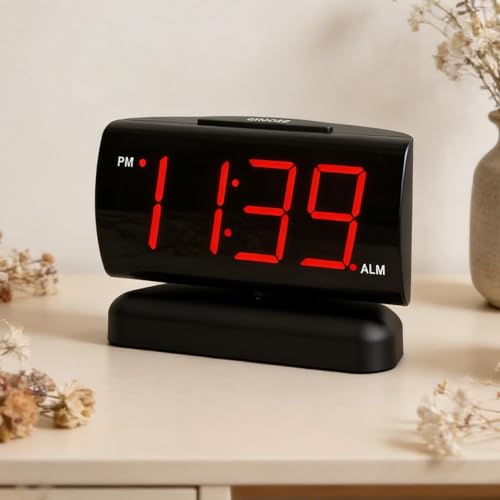 Reloj digital moderno con alarma LED y dígitos giratorios ajustables 8