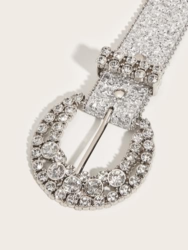 IZUS Women's Shiny-Glitter-Belt Sparkly-Sequin PU-Leather Western-Belts for Jeans Pants4