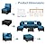 U-MAX 7 Piece Outdoor Patio Furniture Set, PE Rattan Outdoor Wicker Sectional Furniture Chair Set with Cushions and Tea Table, Black Rattan and Peacock Blue Cushion