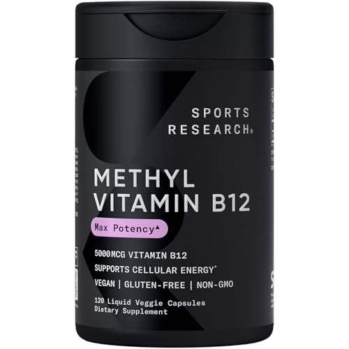 Sports Research Vitamin B12 as Methylcobalamin 5000mcg 120 Liquid Caps