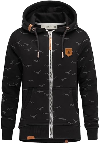 REPUBLIX Damen Sweatjacke Hoodie Sweatshirt Pullover Zipper Jacke RD-024 Schwarz M