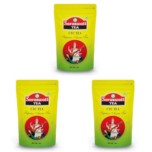 Image of Saraswati Dust Tea 1 Kg | Black CTC Loose Tea | 1kg Pack | Chaipatti (Pack of 3)