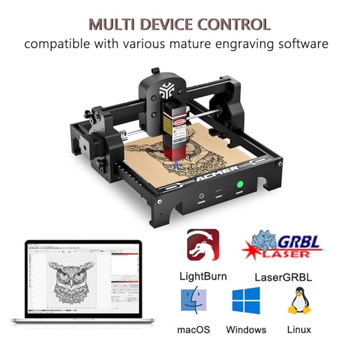 ACMER 6W Laser Cutter Engraver, Class 4 (6000mW), 5.1"x5.1", Wood, Glass, Leather, Pre-Assembled, Beginner Friendly