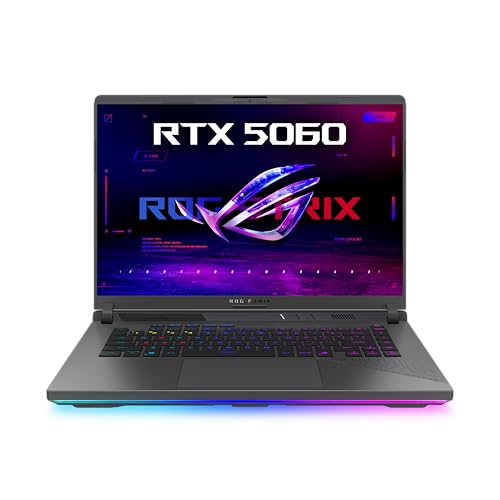 ASUS ROG Strix G16 G614FM Laptop | 16' WUXGA 165Hz/3ms 16:9 IPS Display | AMD Ryzen 9 9955HX | 16GB RAM | 1TB SSD | NVIDIA RTX 5060 | Win11 Home | QWERTZ | Eclipse Gray | 3Monate GamePass