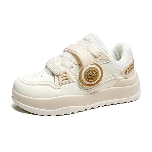 NEW SHITA Tênis feminino de couro sintético, leve, respirável, plataforma que aumenta a altura, grosso, unissex, casual, caminhada, tênis de corrida, Bege, 38/39 BR
