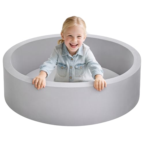 Foam Ball Pit for Toddlers, Large Baby Ball Pit for Babies with Soft Memory Sponge, Indoor Outdoor Baby Playpen, Kids Play Ball Pool, Gift Toys for Infants Boys and Girls (Gray, NO Balls)