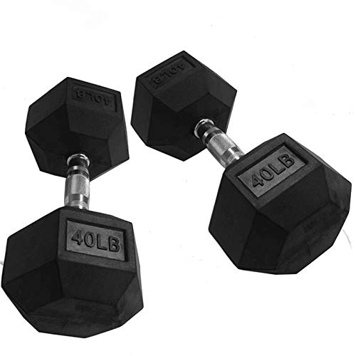 CUTICATE Pair of PowerFit Rubber Hex Dumbbells (40lb)