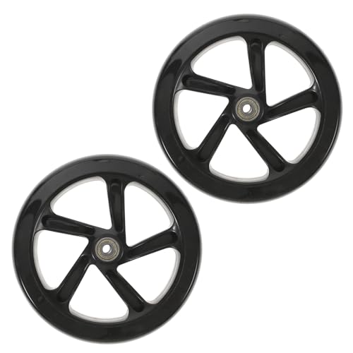 Zerodeko Ruedas de Repuesto para Scooter 180 Mm Negras de Pu de Alta Elasticidad Rodamientos Silenciosos, Par de 2 Piezas para Patinete Eléctrico, Accesorios Deportivos para Uso Exterior