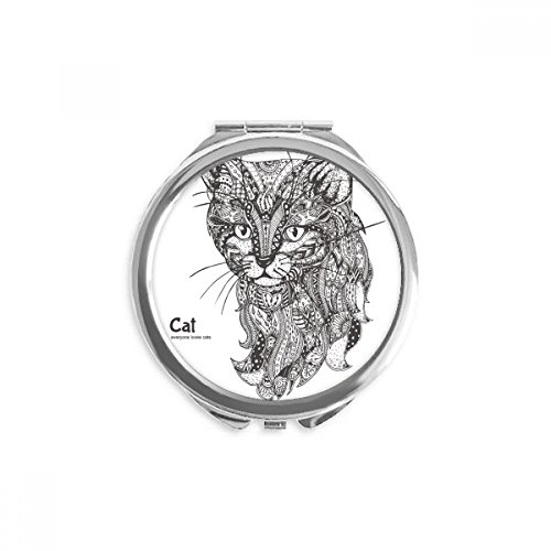 Miroir de poche de maquillage pour retouches en voyage motif chat calme multicolore