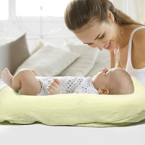 Image of Infant Support Cushion - Baby Support Cushion for Newborn, 0-24 Months, Portable Tummy Time Mat for Home and Travel, Soft Cotton, Supervised Use, Baby Essentials Gift, (1 Lounger + 1 Cover)