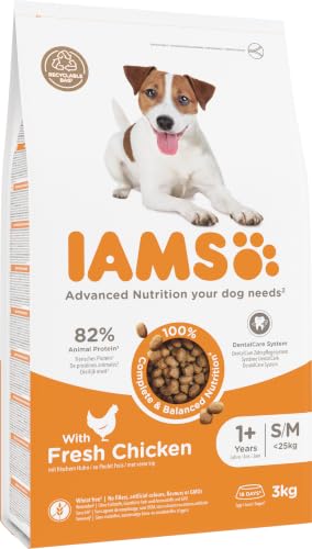 IAMS Hundefutter trocken mit Huhn - Trockenfutter für Erwachsene Hunde ab 1 Jahr, geeignet für kleine & mittelgroße Hunde, 3 kg