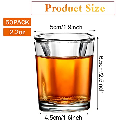 50 Pack 2.2 Ounce Shot Glasses Bulk Heavy Base Shot Glass Set Square Shot Glasses Clear Shot Glasses For Vodka Whiskey Wine Beer Espressos Liquors Family Party #TOP1
