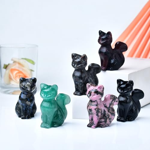 Estatua de Gato de Cristal Natural Garnet 6 cm miniatura 5