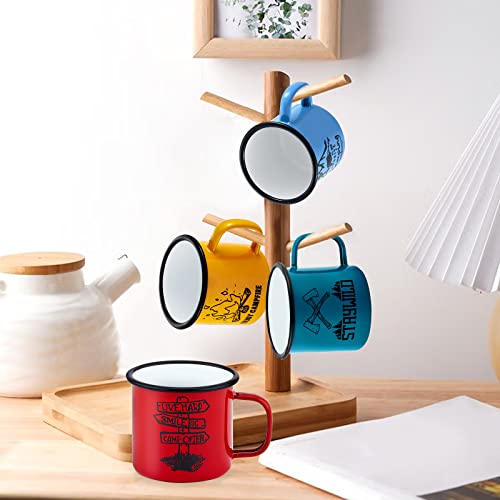 Lianyu Enamel Camping Mug Set Of 4, 16 Ounce Coffee Tea Mugs Set, Vintage Mug Drinking Cup Set For Outdoor And Indoor, Portable & Easy Clean, Colorful #TOP5