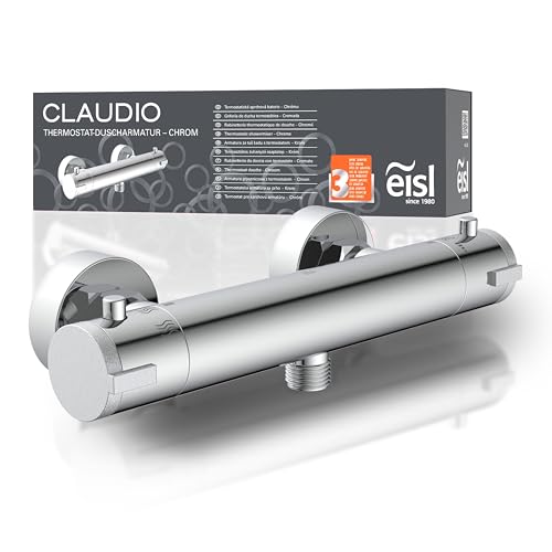 EISL Duscharmatur CLAUDIO Chrom, Mischbatterie mit Thermostat, Thermostatarmatur mit Sicherheitssperre bei 38°C, Duscharmatur mit Wassersparfunktion, CLT168ACR
