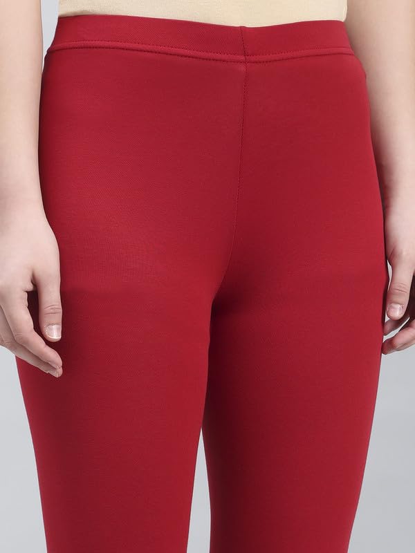 Image of GO COLORS Soft Cotton Stretch Cropped Leggings for Women | Breathable, Mid Rise