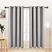 LORDTEX Burlap Linen Look Textured Blackout Curtains for Bedroom with Thermal Insulated Liner - Heavy Thick Grommet Window Drapes for Living Room, 50 x 45 Inch, Silver, Set of 2 Panels