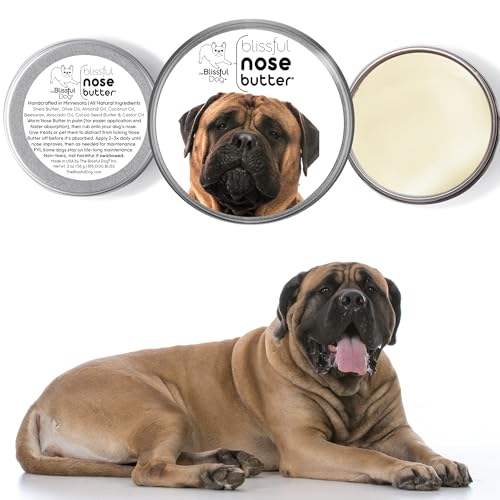 Image of The Blissful Dog Bullmastiff Nose Butter for Dry, Cracked Skin, Lick-Safe Dog Nose Balm with Moisturizing Shea Butter, Almond, Olive, and Essential Oils, Pet Supplies, Uncented, 1 oz.