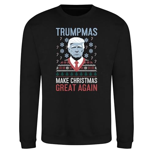 Make Christmas Great Again Trump Funny Christmas Jumpers for Men - Mens Xmas Jumpers - Ugly Christmas Jumper - Christmas Sweater - Style 3 Black Large