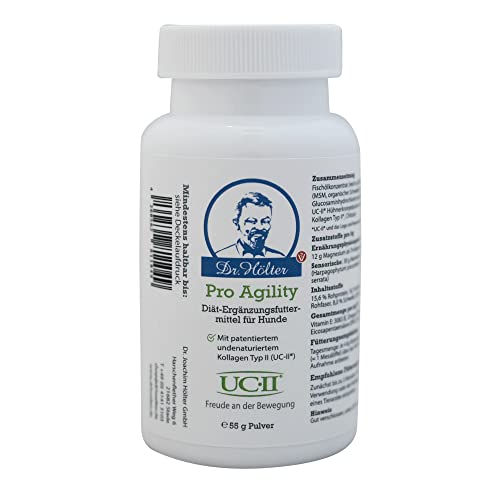 Pro Agility Gelenkunterstützung von Dr. Hölter für die Gelenke von Hunden mit UC-II Kollagen für Hunde beim Thema HD für die Hundemobilität (55g Pulver Pro Agility)