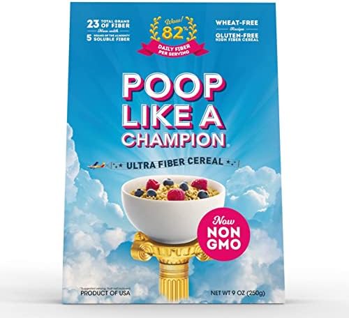 Poop Like a Champion Healthy Choice Ultra High Fiber Cereal - A Low Carb Food, Keto Friendly Food & Fiber Supplement | Breakfast Essentials with Soluble Fiber, Insoluble Fiber & Psyllium Husk Powder
