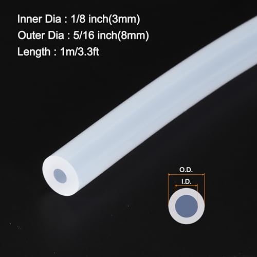 Image of 3.3ft 1 /8 inch ID x 5 /16 inch OD Silicone Tubing Clear 3mm x 8mm Industrial Plastic Tubing Pure Silicone Hoses for Pump Siphoning Draining Irrigation Brewing