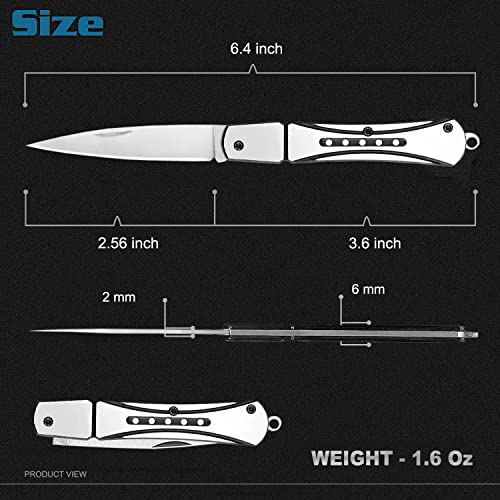 Edc Folding Pocket Knife/Keychain Knife, Slim Pocket Knives For Women, Small Folding Knife For Men, Fruit Knife/Key Knife/Box Opener/Letter Opener/Camping Knife For Everyday Carry - Sliver #TOP5