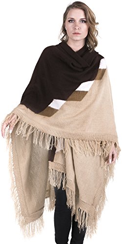 Gamboa - Alpaca Ruana Shawl Wrap Rhombus Design Dark Brown