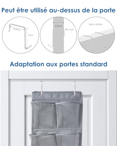 Domemit Range Chaussures Suspendu Camping Car, Rangement Chaussure Porte pour Caravane avec Auto-adhésif, 6 Grandes Poches en Filet pour Armoire et Porte étroite, Organisateur de Chaussures-Lot de 1 – vue 6
