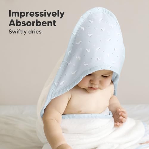 Image of KeaBabies Hooded Baby Towel for Newborn, Baby Bath Towels(Blue Whale,35x35) | Viscose Derived from Bamboo, Large Baby Towels with Hood, Boys, Girls, Toddler, Soft Absorbent Baby Bath Essentials