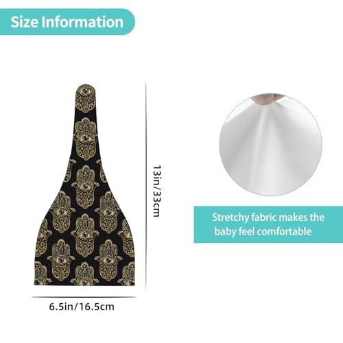 Newborn Baby Hat, Gold Hand with Eye Print Soft Top Knot Beanie Cap, Cute Baby Headwear for 0-6 Months4