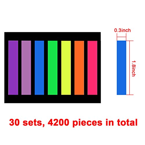 Siquk 4200 Pieces Page Marker Tabs Colored Sticky Page Tabs Page Flags Fluorescent Tape Flags Index Tabs, 30 Sets 7 Colors #TOP1