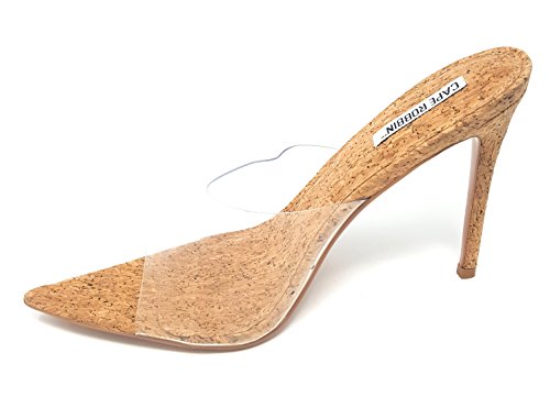 Cape Robbin Melrose Sexy Stiletto High Heels For Women, Transparent Booties For Women With Pointed Open Toe - Cork Transparent Size 6.5 #TOP3