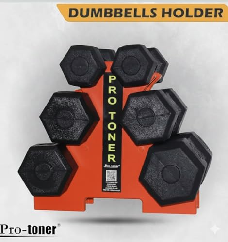 Image of Protoner PVC Dumbbell Rack for 3 Pairs, 20 kg Weight Capacity (Orange)