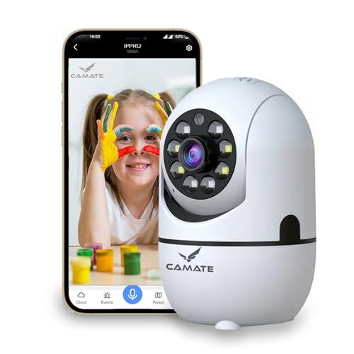 Camate Minion 2MP Smart CCTV Wi-fi Home Security Camera, 360° View, 2 Way Talk, Colored Night Vision, Motion Detect, Supports SD Card Up to 256 GB (Pack of 1)