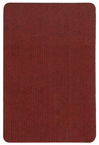 Ottomanson Scrape Rib Solid Red Area Rug #TOP18