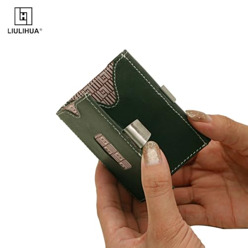 Image of LLH Leather Trifold Wallet - RFID Blocking with Stainless Steel Locking Clip Wallet, Minimalist Front Pocket RFID Blocking Credit Card Holder (Black-E)